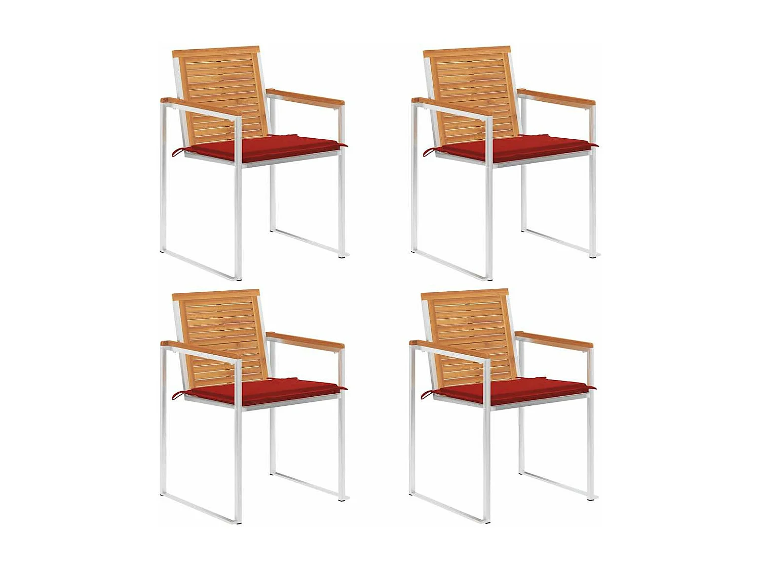 Chaises de jardin 4 pièces avec coussins Bois d'acacia massif