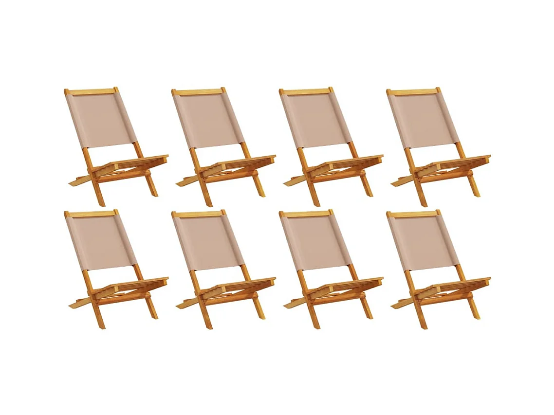 Tuinstoelen 8 st inklapbaar stof en massief hout taupe