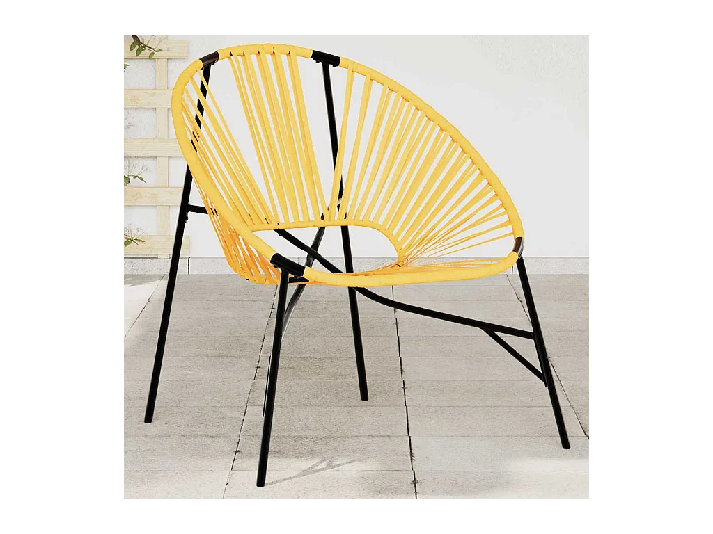 Chaise œuf de jardin noir et jaune résine tressée