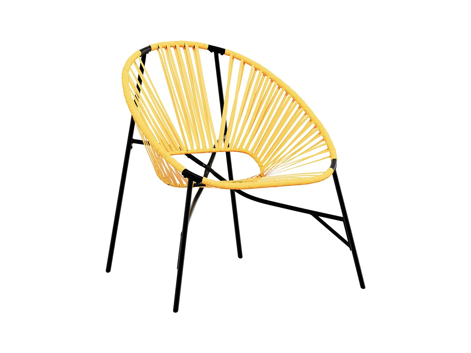Chaise œuf de jardin noir et jaune résine tressée