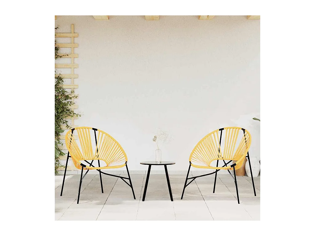 Chaise œuf de jardin noir et jaune résine tressée