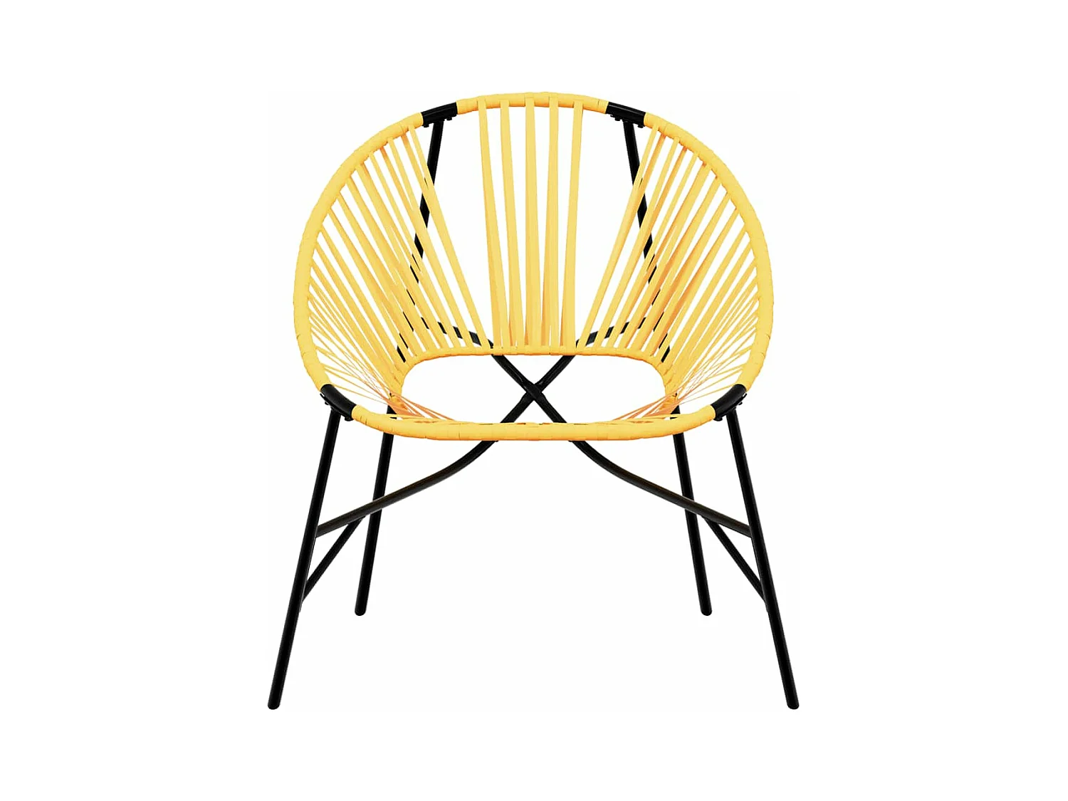 Chaise œuf de jardin noir et jaune résine tressée