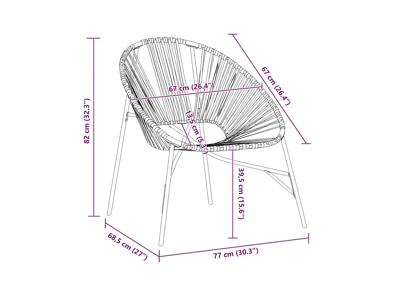 Chaise œuf de jardin noir et jaune résine tressée