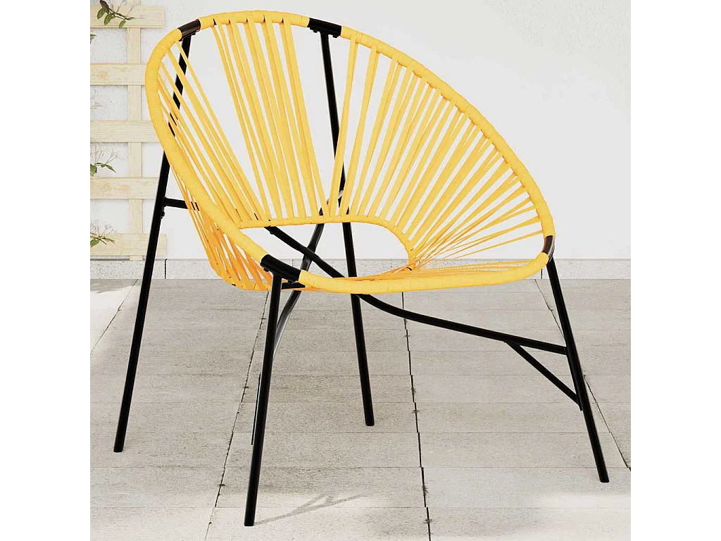 Chaise œuf de jardin noir et jaune résine tressée