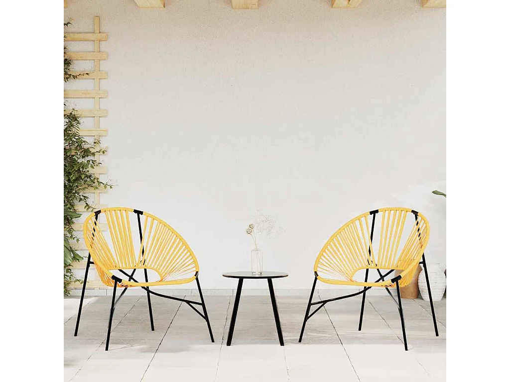 Chaise œuf de jardin noir et jaune résine tressée