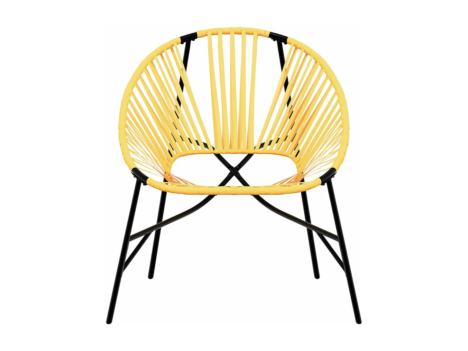 Chaise œuf de jardin noir et jaune résine tressée