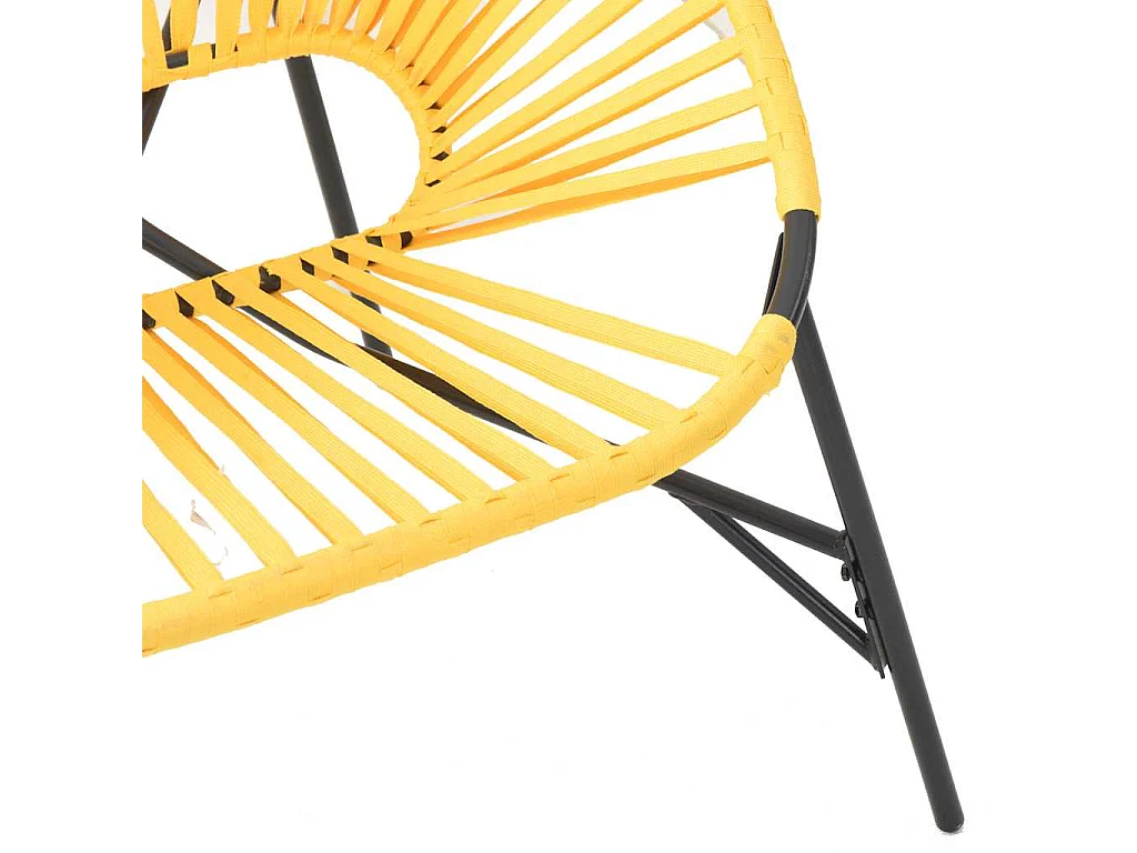Chaise œuf de jardin noir et jaune résine tressée