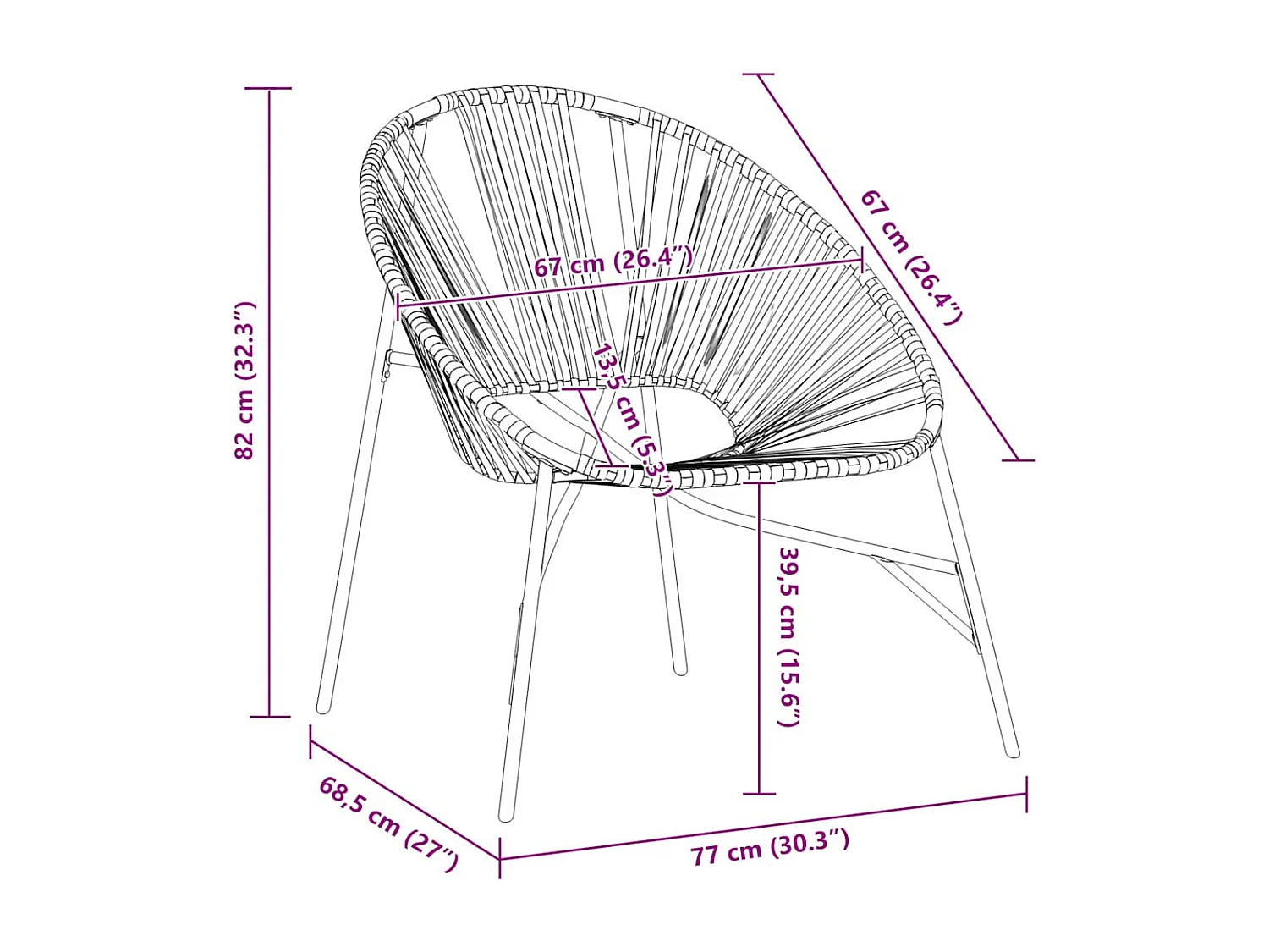 Chaise œuf de jardin noir et jaune résine tressée