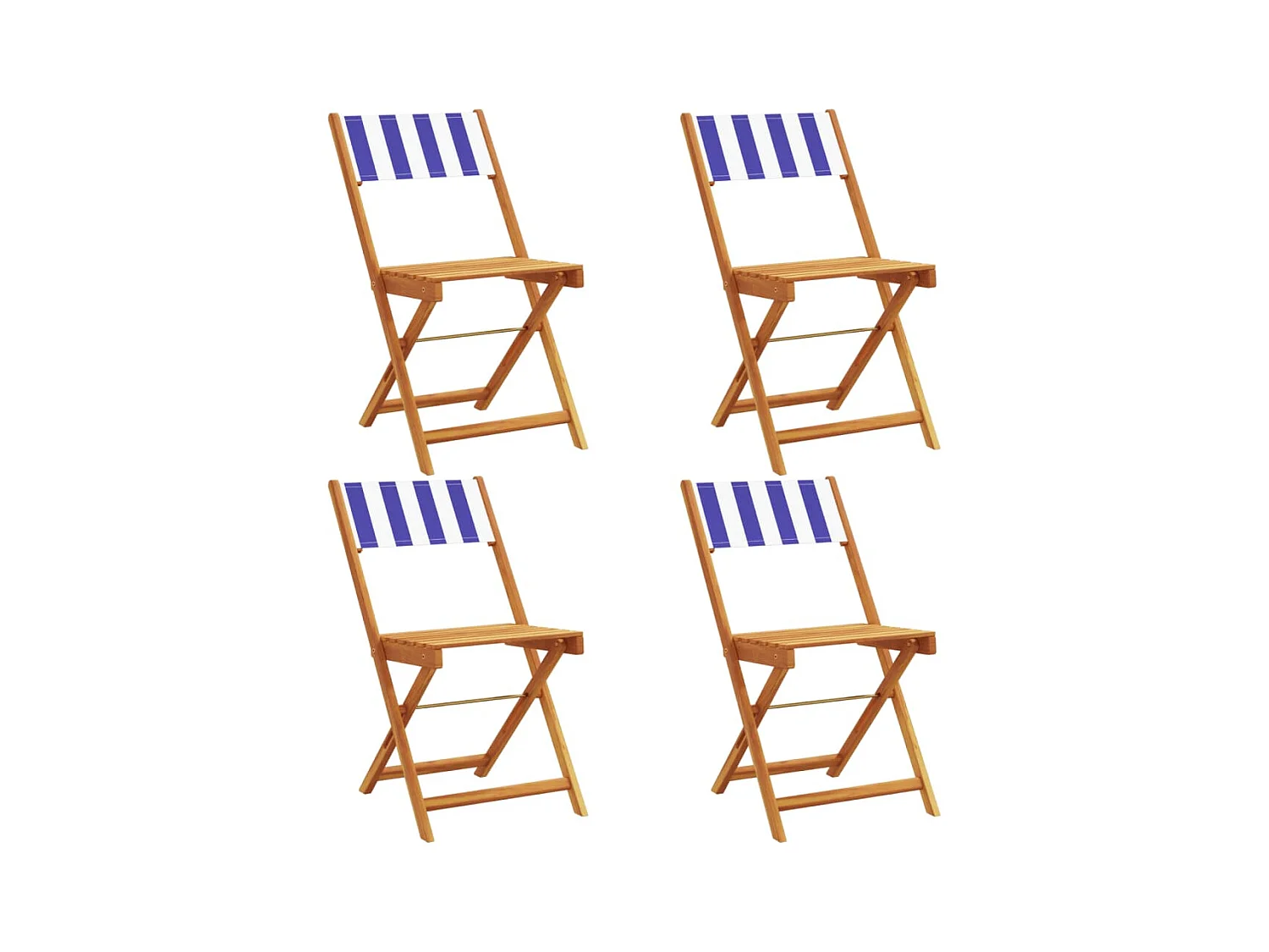 Tuinstoelen 4 stukkeninklapbaar stof en massief hout blauw en wit