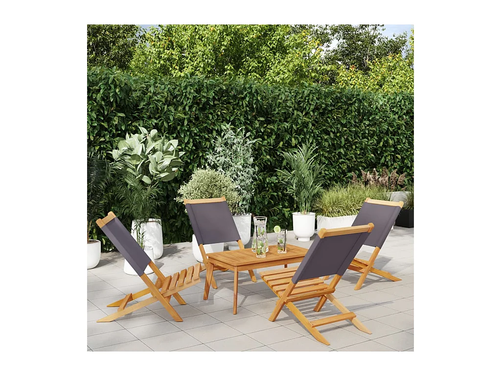 Chaises de jardin pliantes lot de 4 tissu et bois massif
