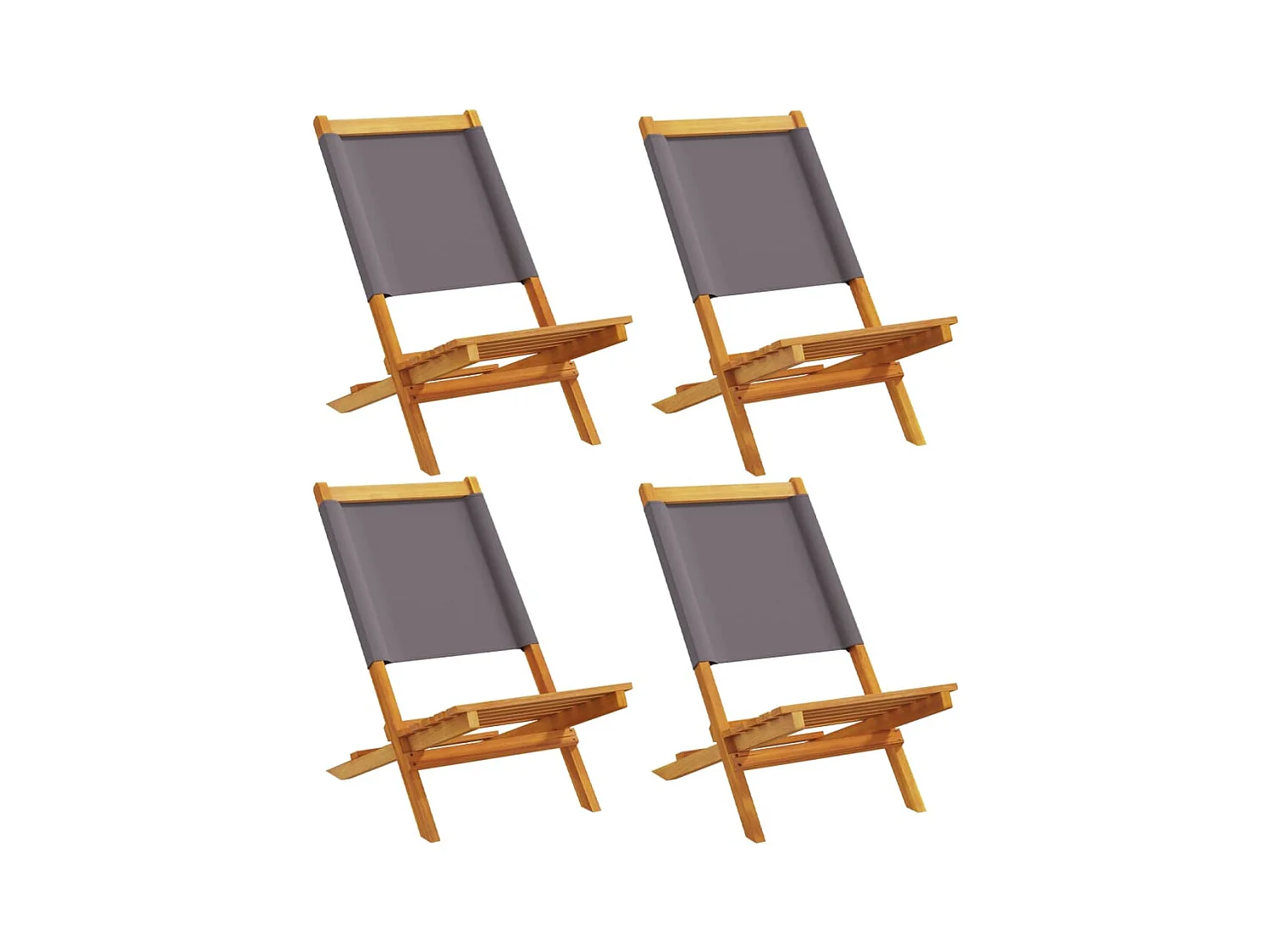 Chaises de jardin pliantes lot de 4 tissu et bois massif