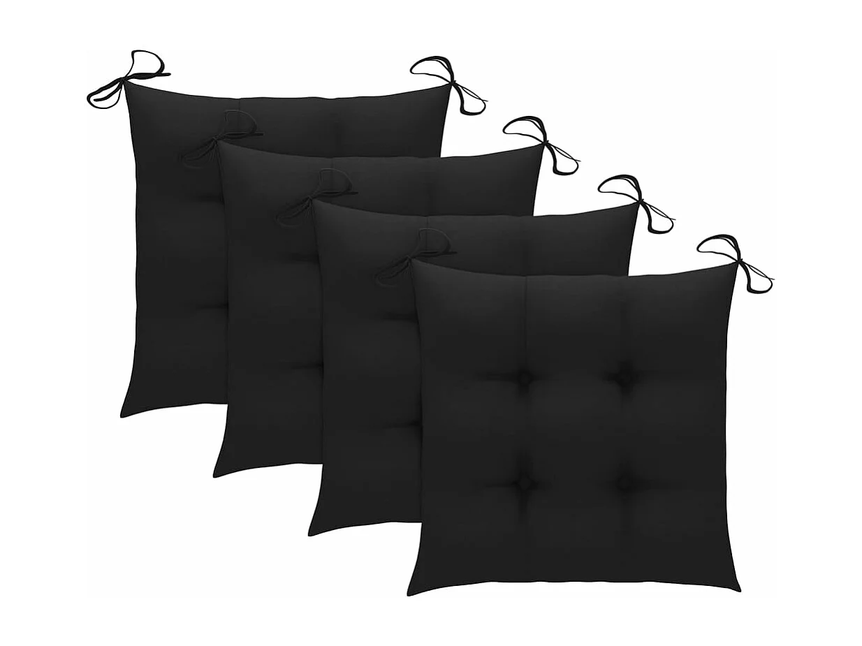 Chaises de jardin empilables avec coussins 4 pièces Teck solide