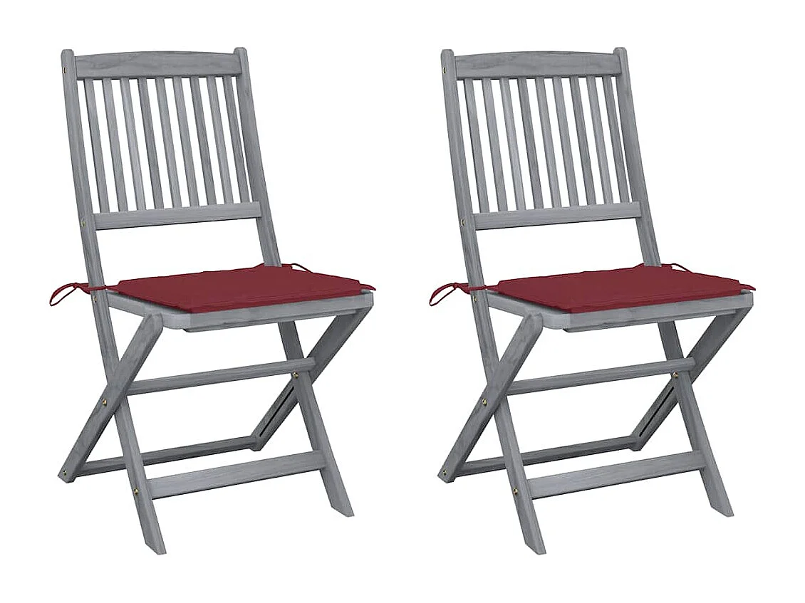 Cadeiras exterior dobráveis com almofadões 2 peças acácia maciça