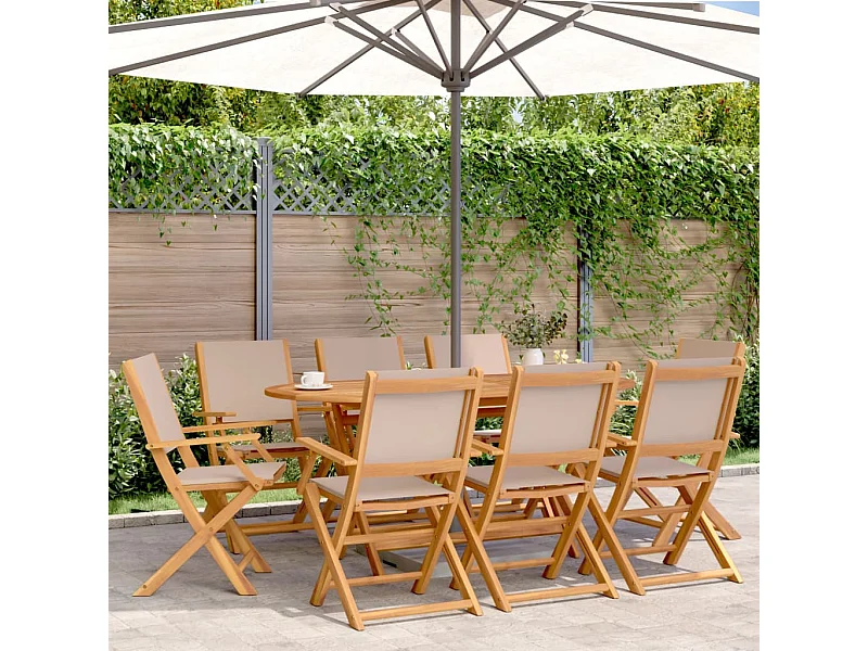 Chaises de jardin pliantes lot de 8 taupe tissu et bois massif