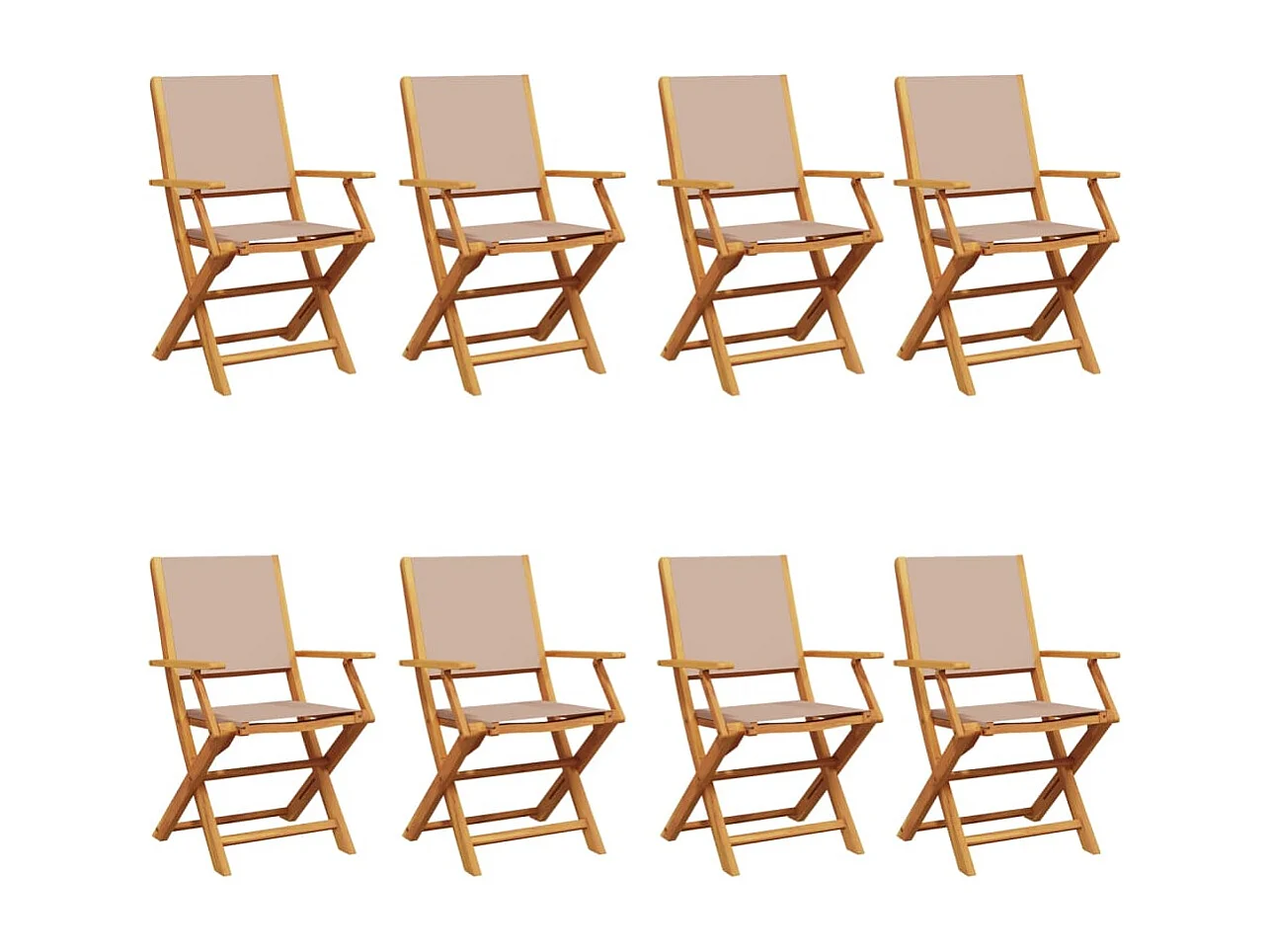 Chaises de jardin pliantes lot de 8 taupe tissu et bois massif
