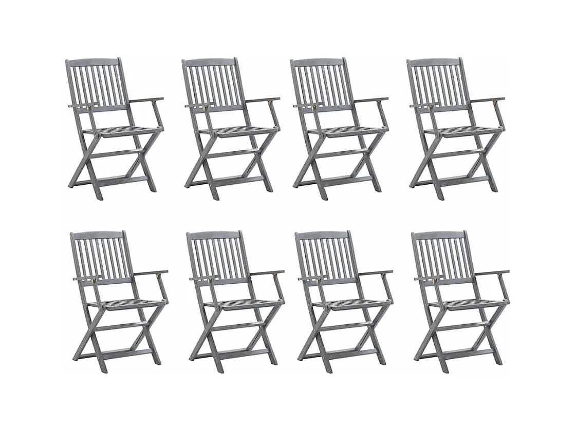 Chaises pliables d'extérieur 8 pièces avec coussins Bois d'acacia