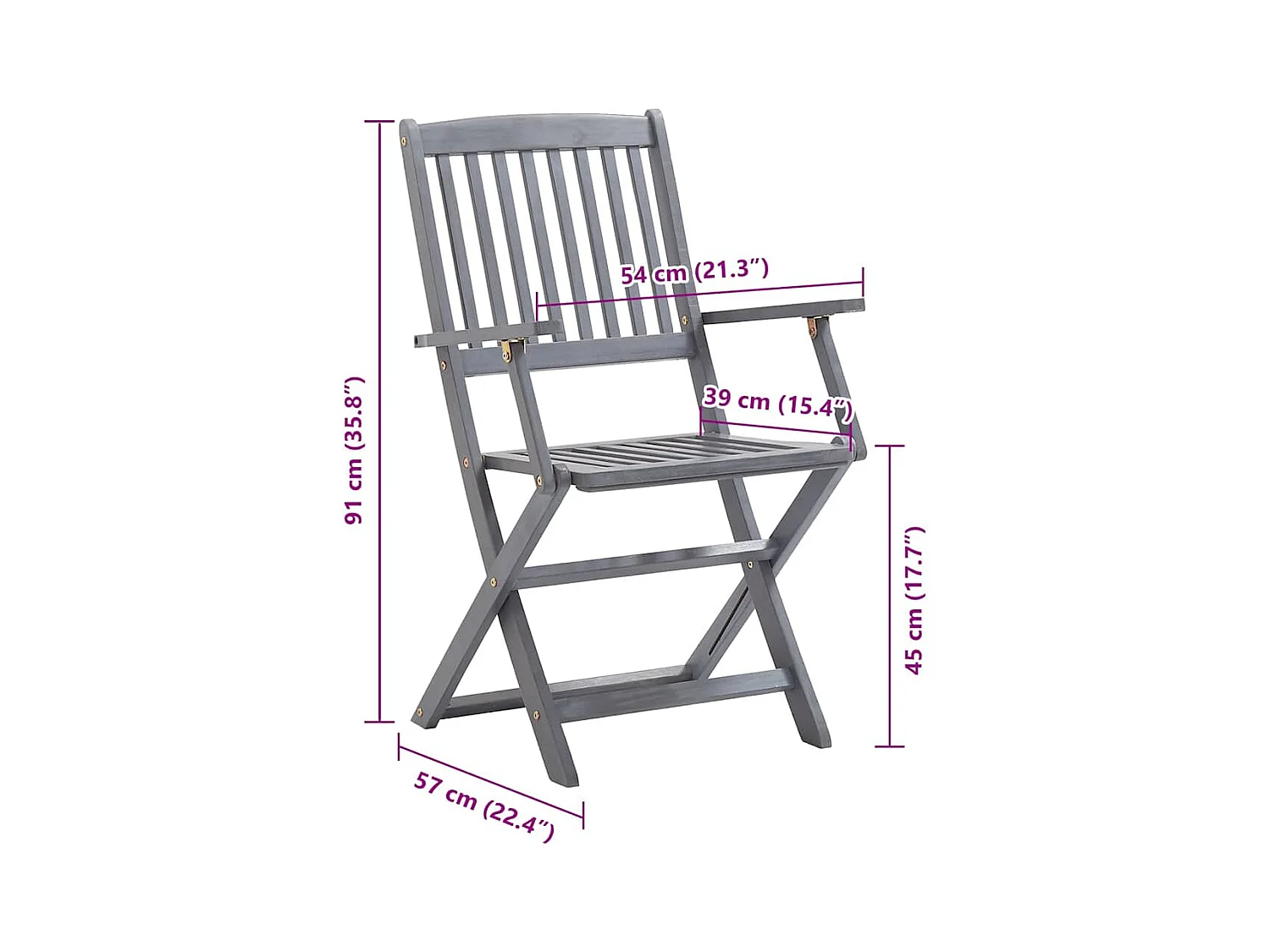 Chaises pliables d'extérieur 8 pièces avec coussins Bois d'acacia