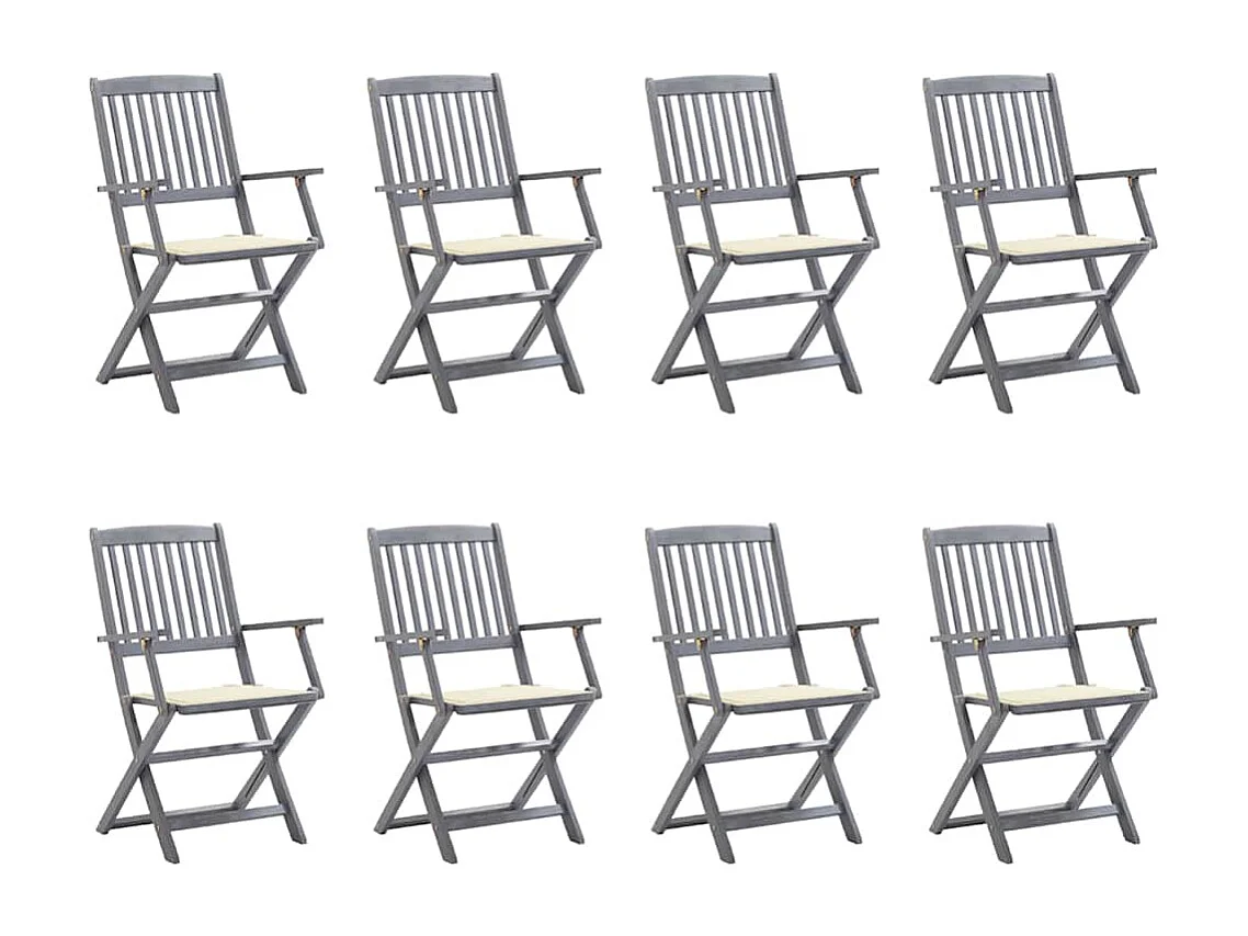 Sillas de jardín plegables 8 unidades y cojines madera maciza acacia