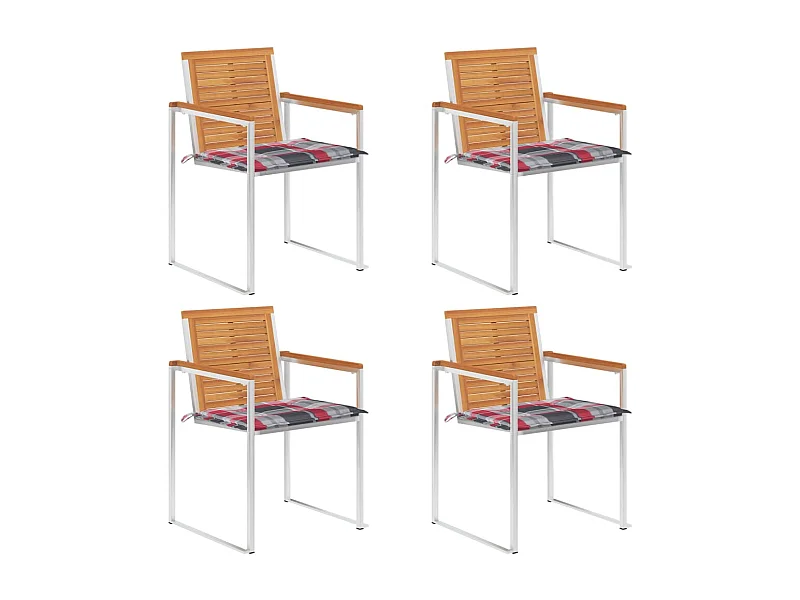 Sillas de jardín y cojines 4 unidades madera maciza de acacia