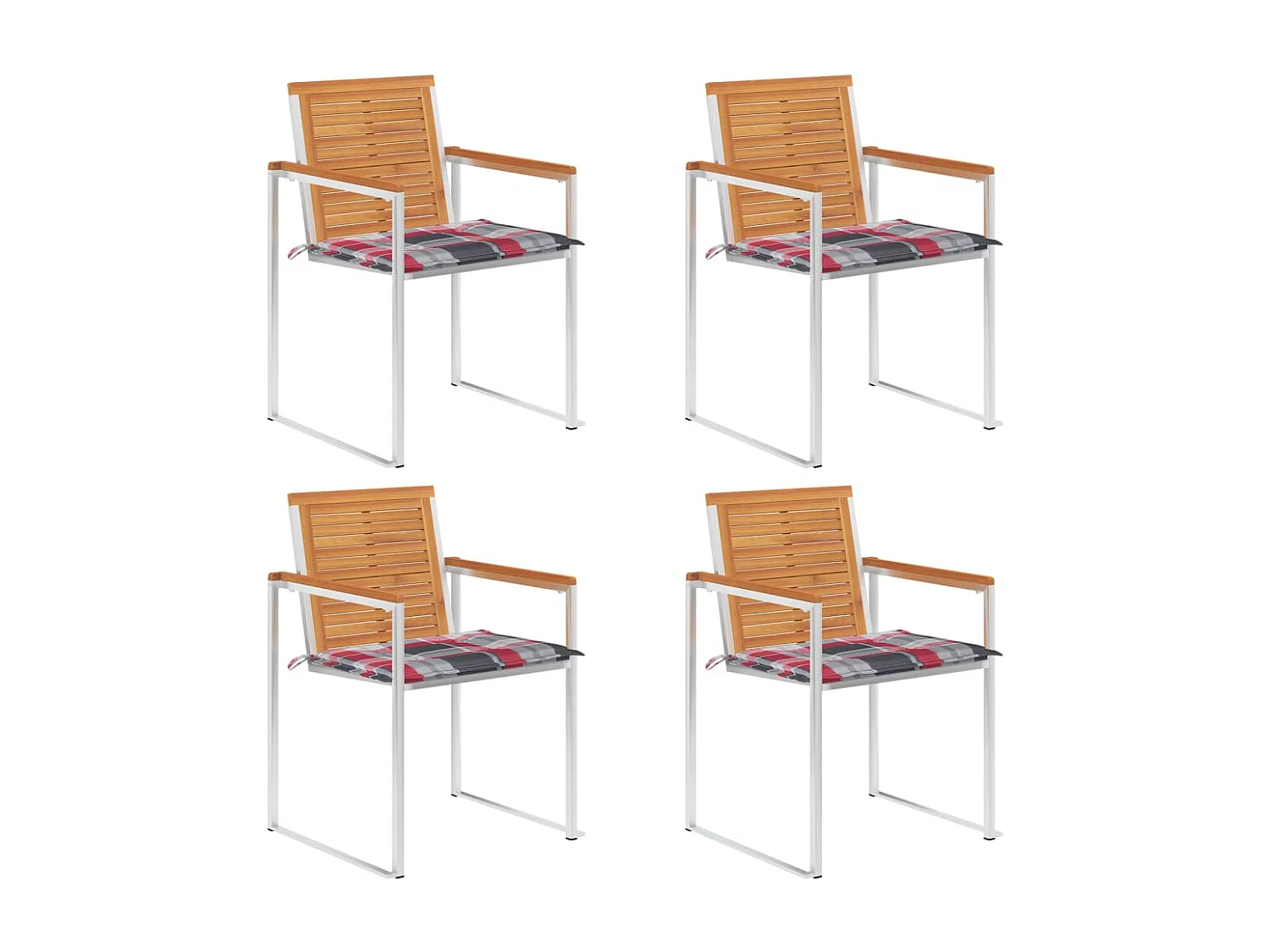 Tuinstoelen 4 st met kussens massief acaciahout