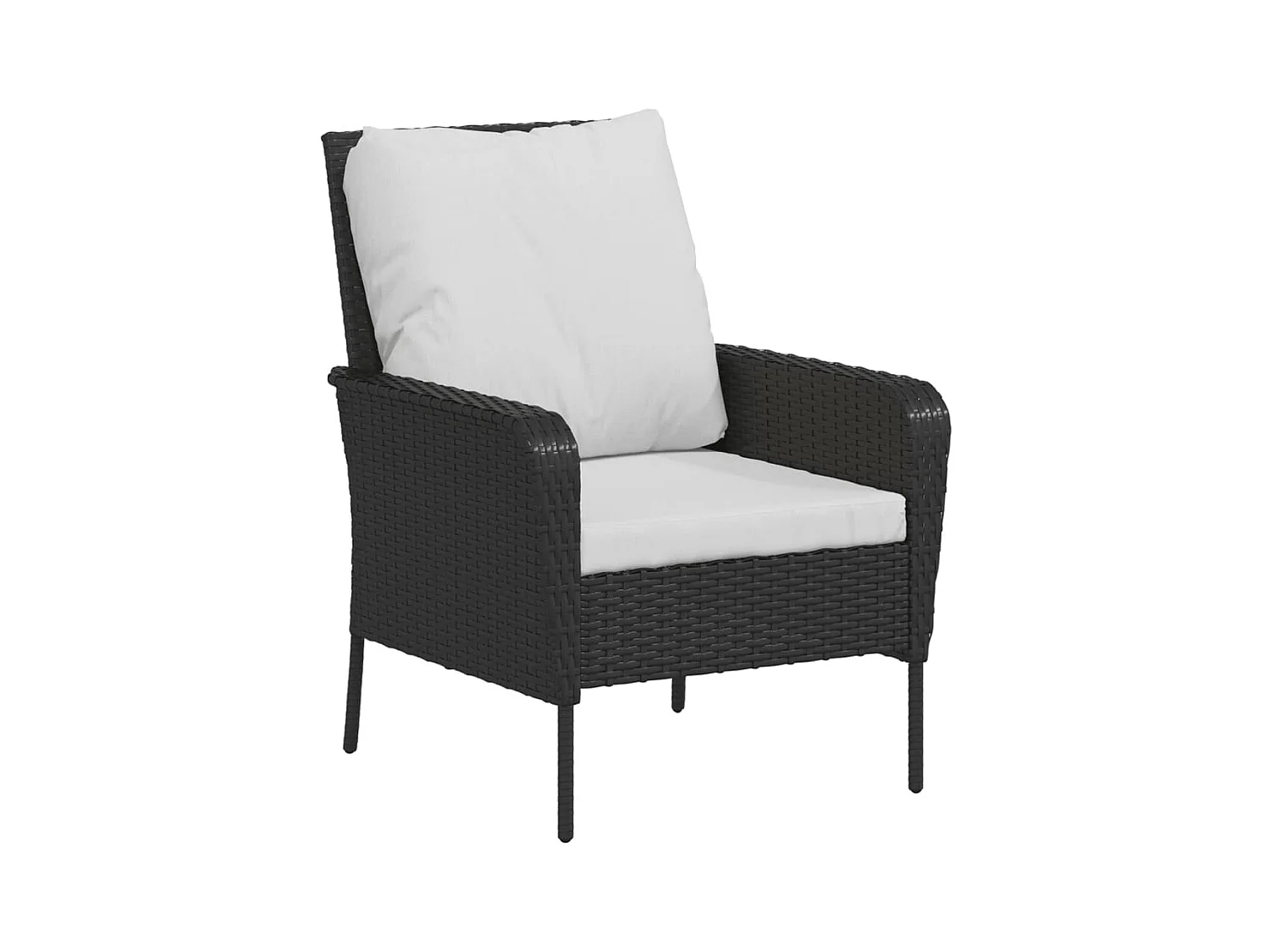 Tuinstoel met voetenbank poly rattan zwart