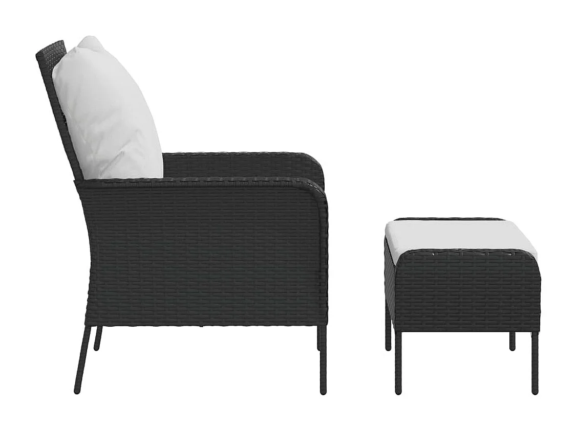 Chaise de jardin avec tabouret noir résine tressée