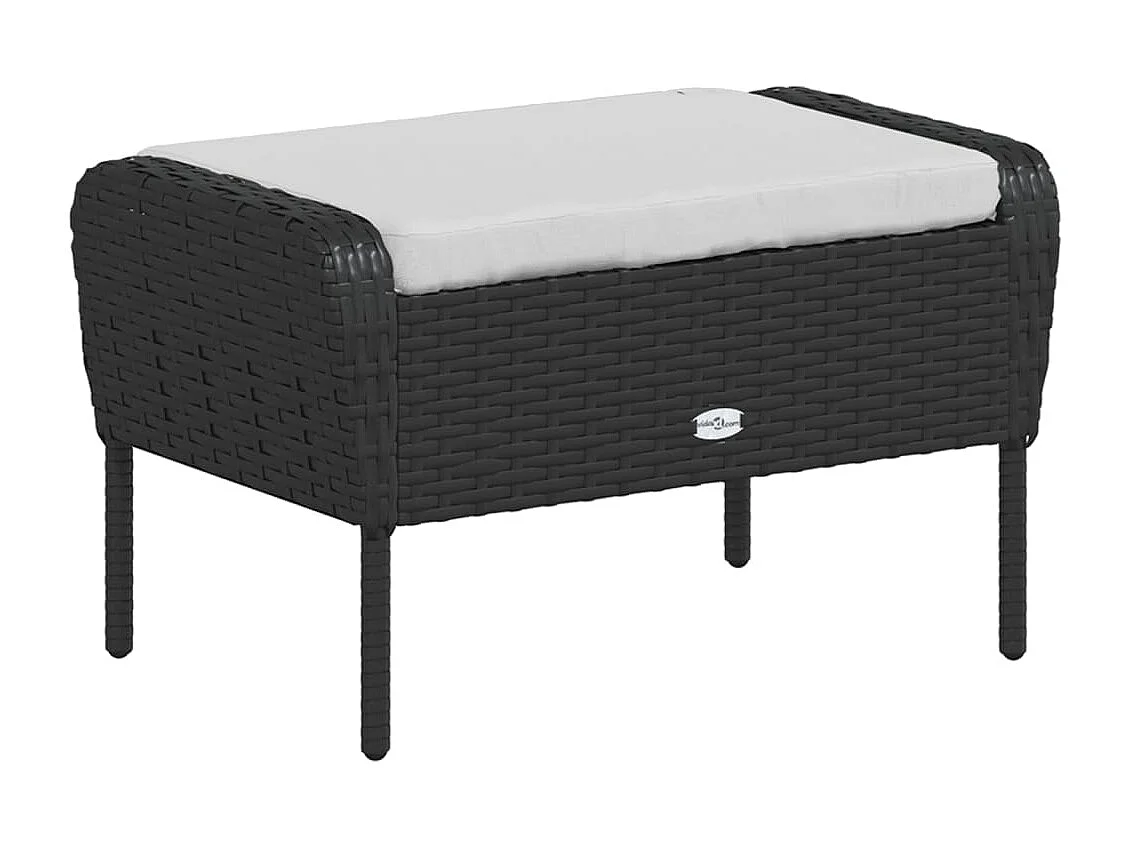 Chaise de jardin avec tabouret noir résine tressée