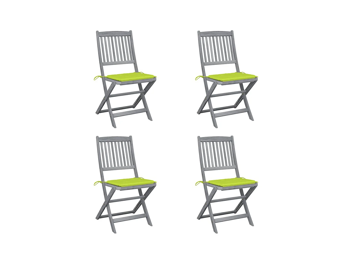Chaises pliables d'extérieur 4 pièces avec coussins Bois d'acacia