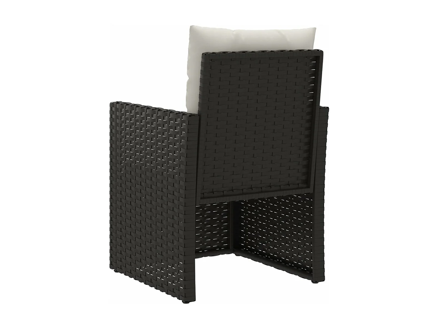 Tuinstoel met kussens poly rattan zwart