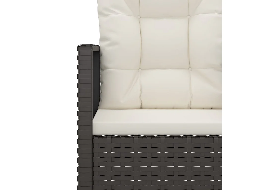 Tuinstoel met kussens poly rattan zwart