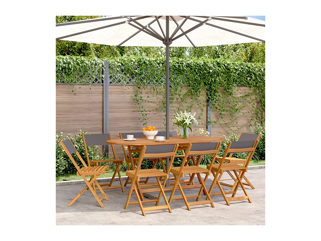 Chaises de jardin pliantes lot de 8 tissu et bois massif