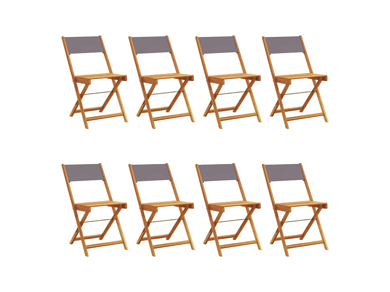 Chaises de jardin pliantes lot de 8 tissu et bois massif