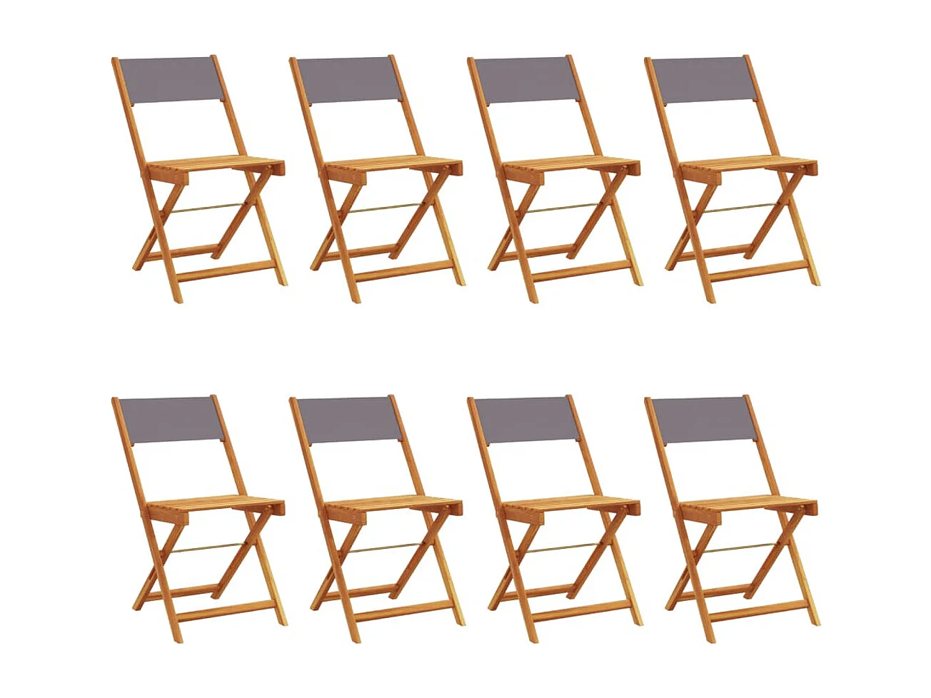 Chaises de jardin pliantes lot de 8 tissu et bois massif