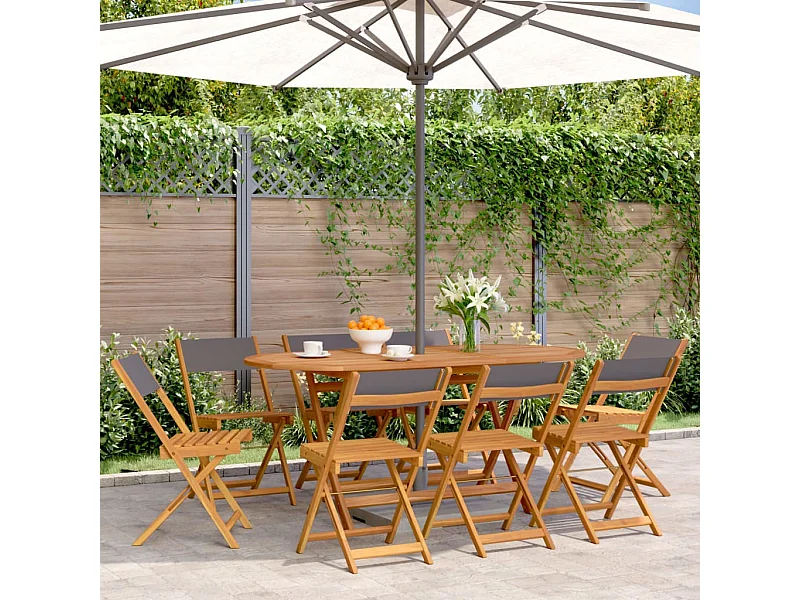 Chaises de jardin pliantes lot de 8 tissu et bois massif