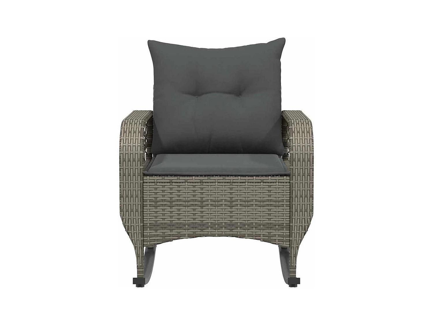 Chaise à bascule de jardin avec coussins gris résine tressée