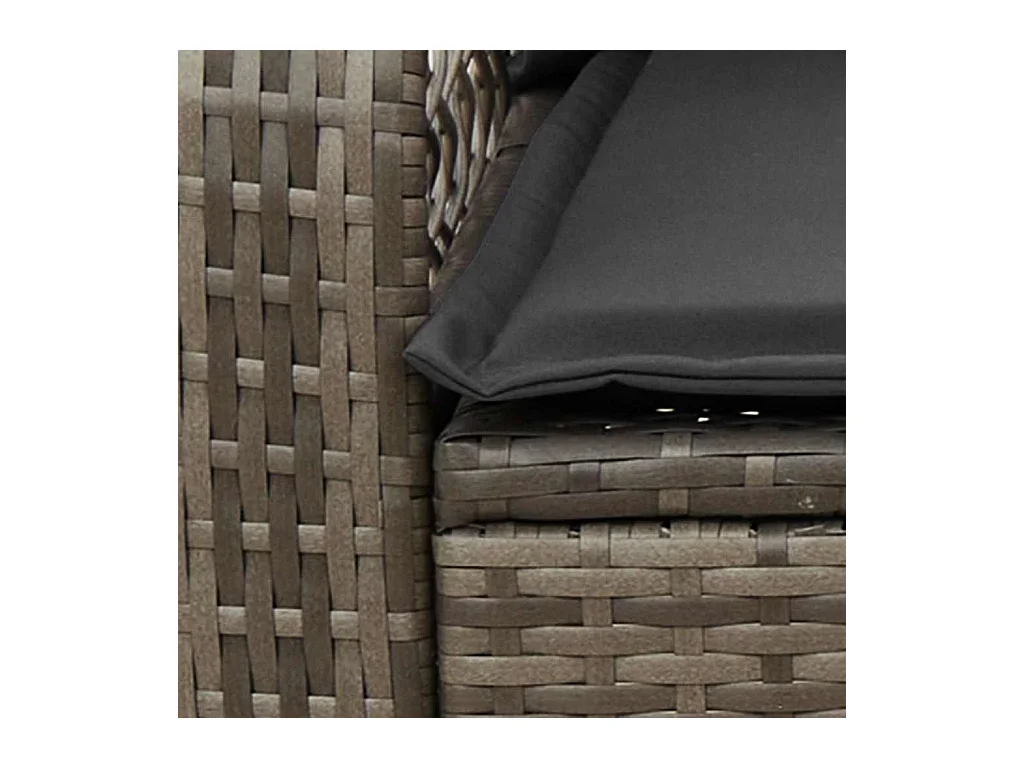 Chaise à bascule de jardin avec coussins gris résine tressée