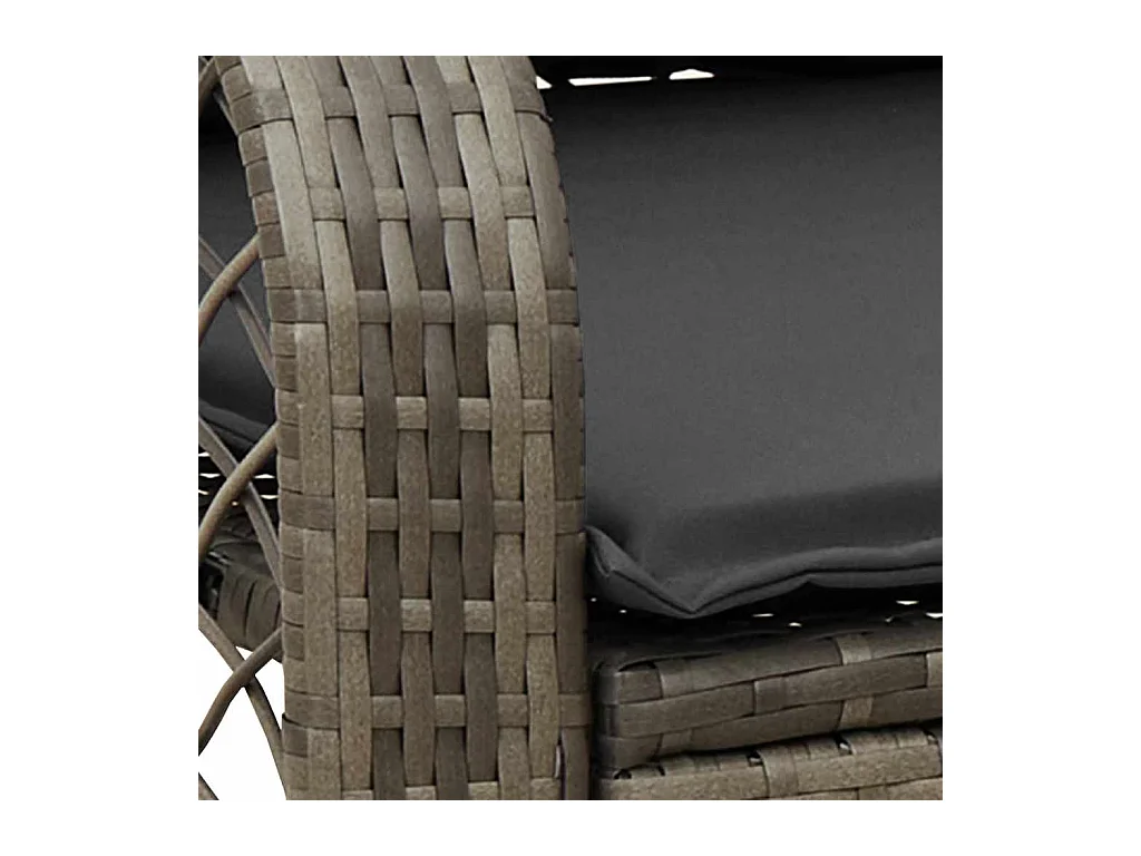 Chaise à bascule de jardin avec coussins gris résine tressée