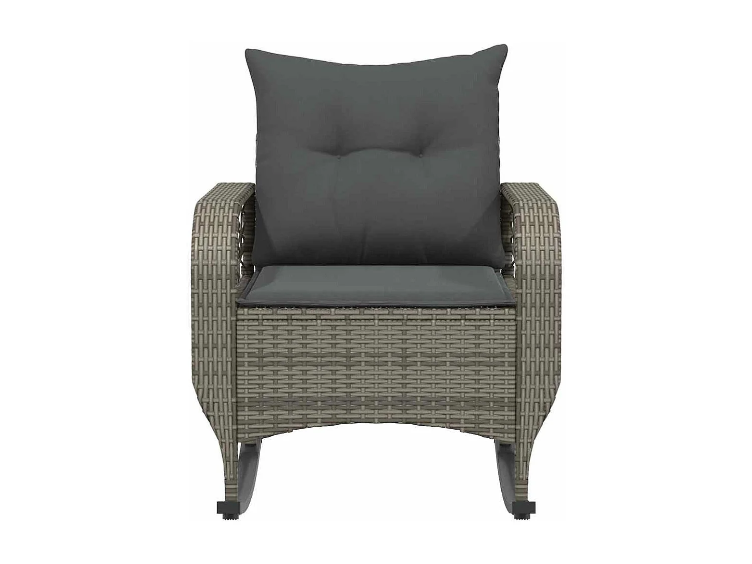 Chaise à bascule de jardin avec coussins gris résine tressée