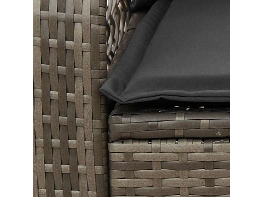 Chaise à bascule de jardin avec coussins gris résine tressée