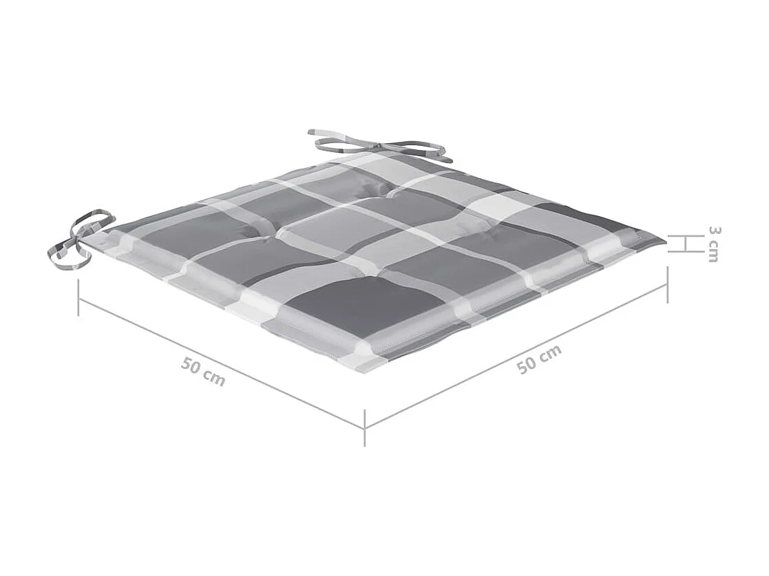 Chaise à bascule avec coussin à carreaux gris Bois de teck