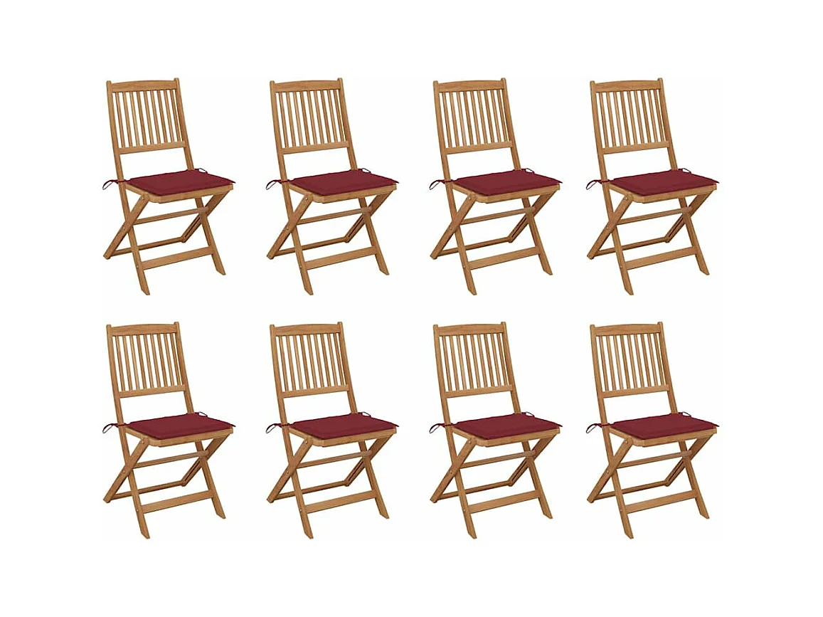 Chaises pliables d'extérieur avec coussins 8 pièces Bois d'acacia