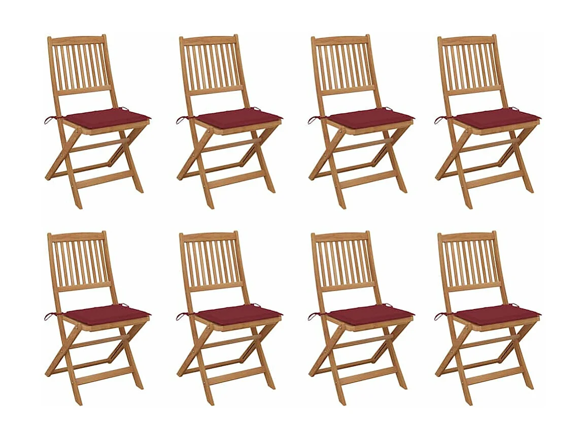 Chaises pliables d'extérieur avec coussins 8 pièces Bois d'acacia
