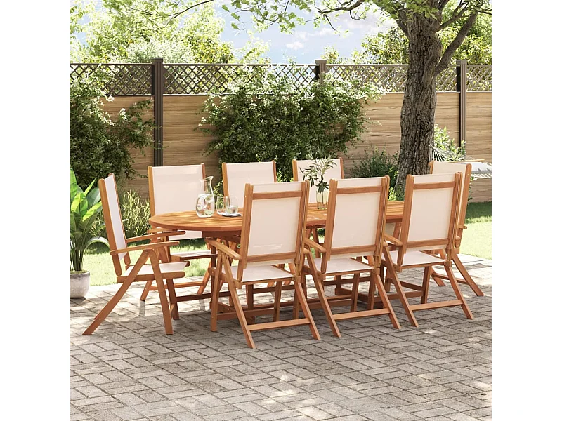 Sillas de jardín plegables 8 unidades madera maciza acacia textileno