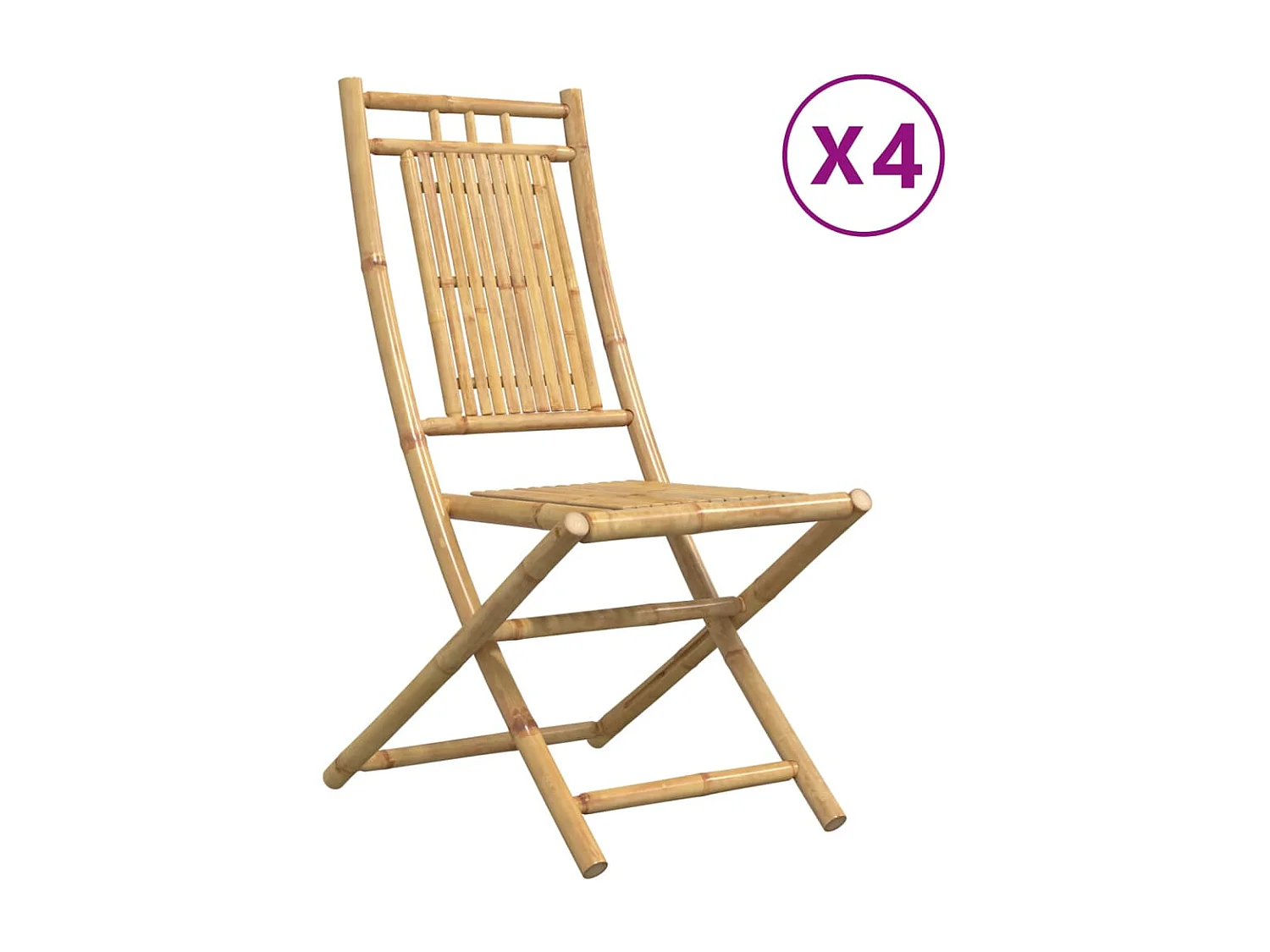 Chaises pliables de jardin lot de 4 46x66x99 cm bambou