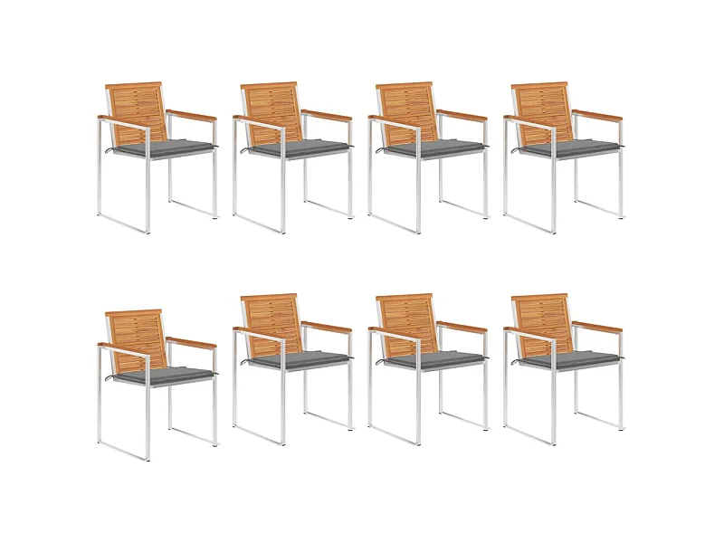 Sillas de jardín y cojines 8 unidades madera maciza de acacia