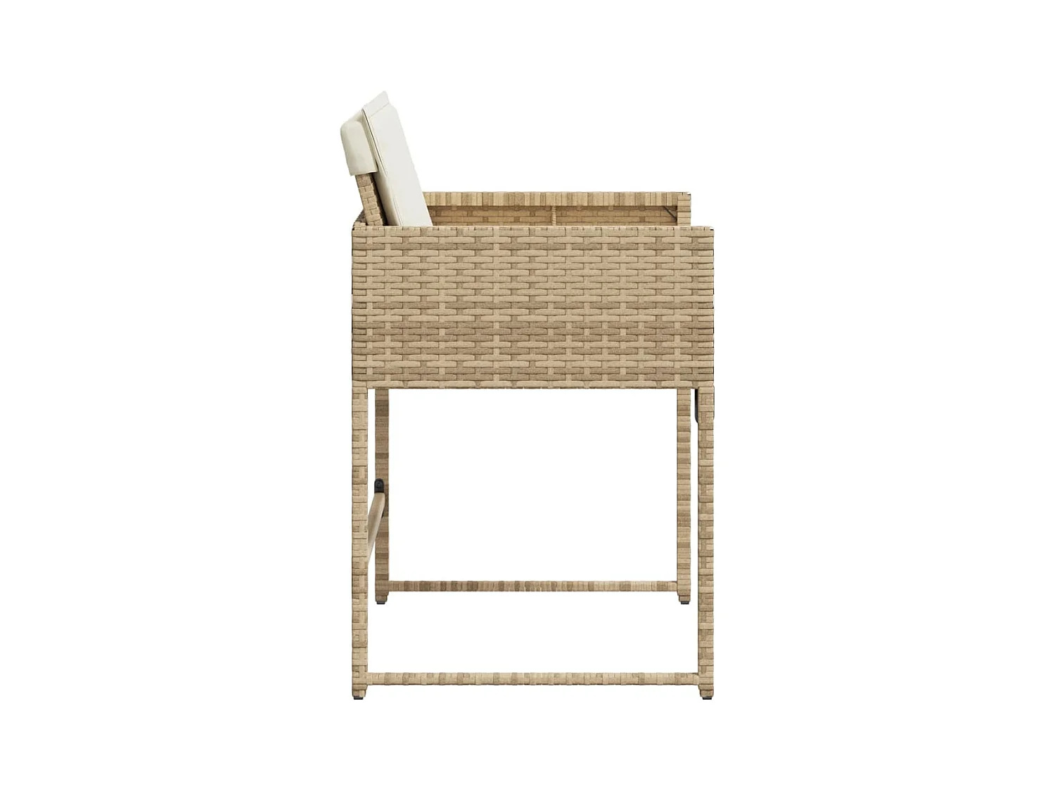 Tuinstoelen 4 st met kussens poly rattan beige