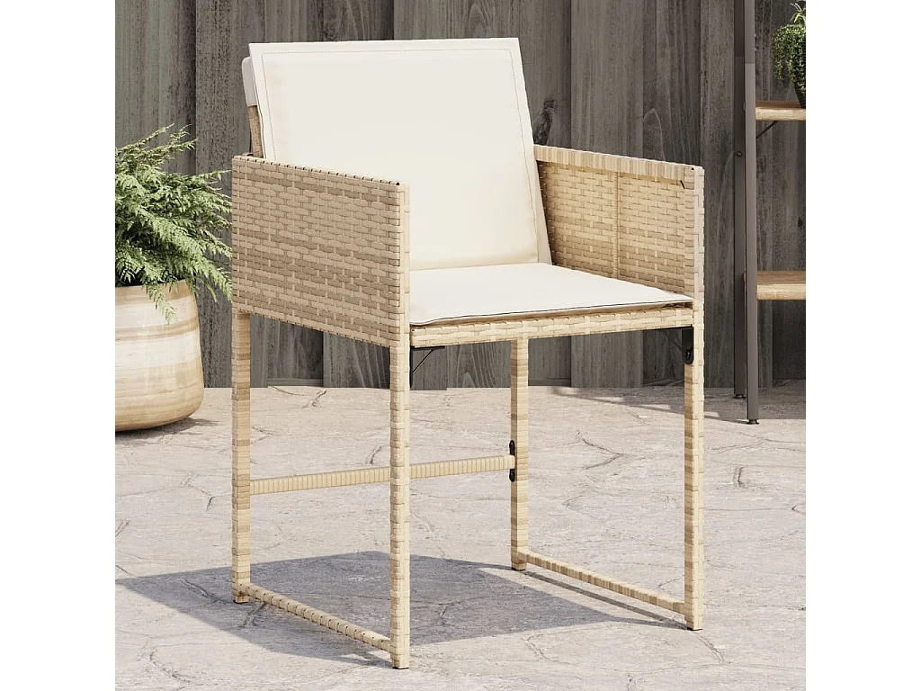 Chaises de jardin avec coussins lot de 4 beige résine tressée