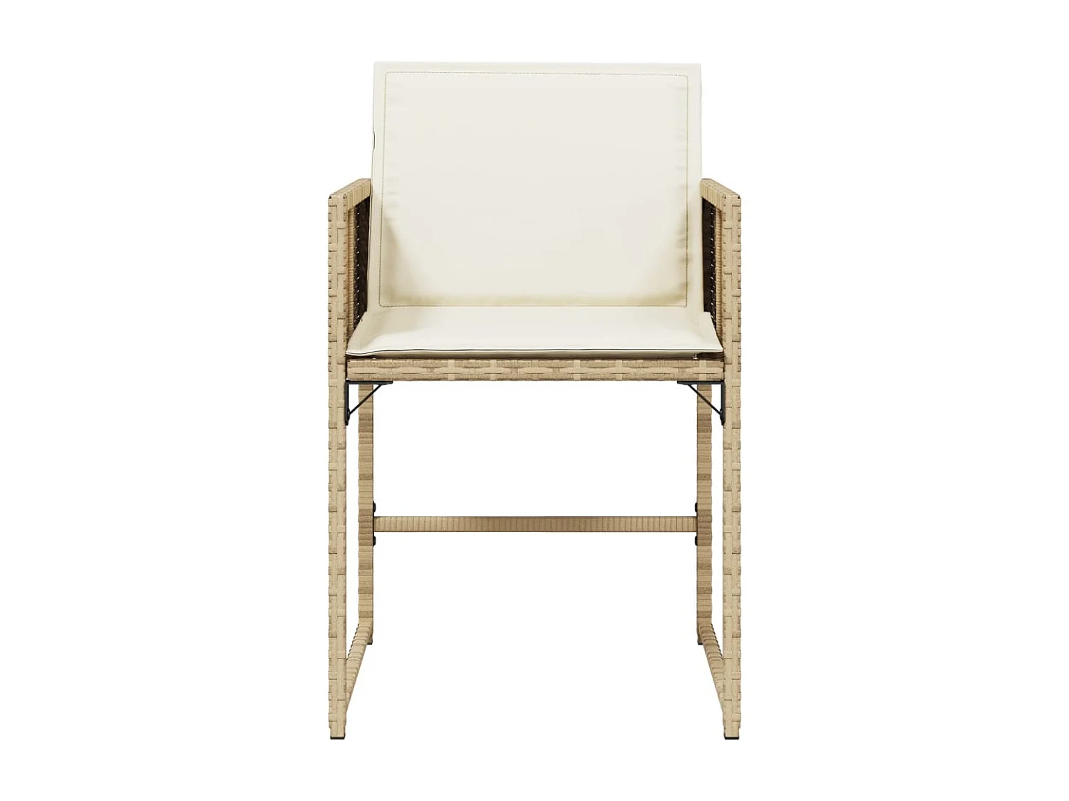 Chaises de jardin avec coussins lot de 4 beige résine tressée