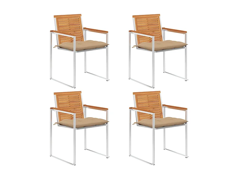Tuinstoelen 4 st met kussens massief acaciahout