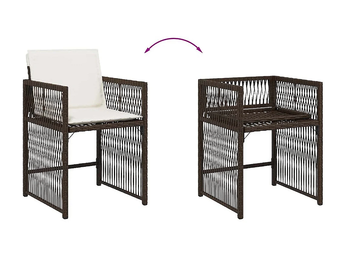 Chaises de jardin avec coussins lot de 4 marron résine tressée